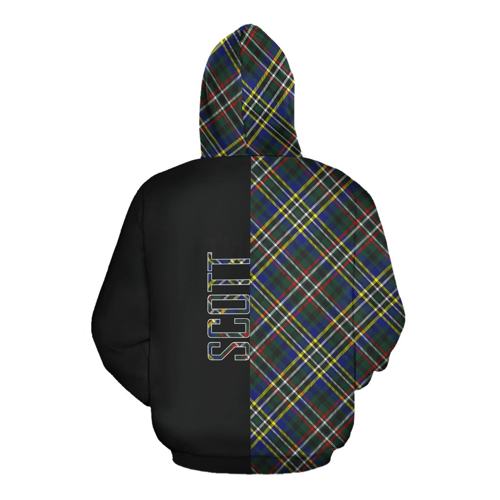 Scott Green Modern Tartan Hoodie Half of Me - Cross Style