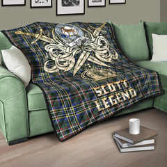 Scott Green Modern Tartan Crest Legend Gold Royal Premium Quilt