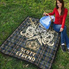 Scott Green Modern Tartan Crest Legend Gold Royal Premium Quilt