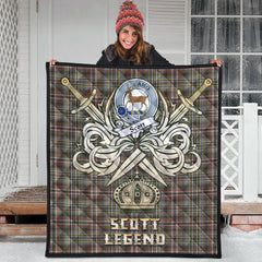 Scott Green Weathered Tartan Crest Legend Gold Royal Premium Quilt