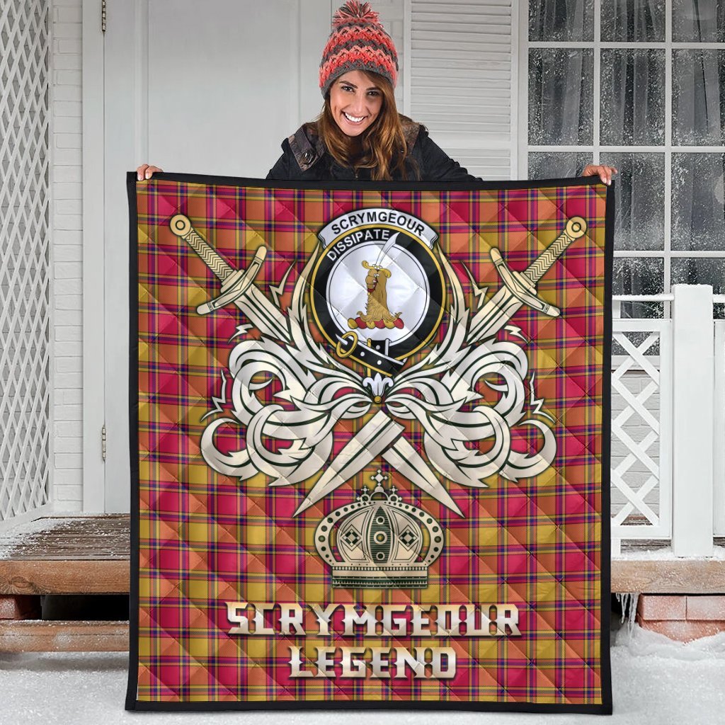 Scrymgeour Tartan Crest Legend Gold Royal Premium Quilt