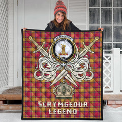 Scrymgeour Tartan Crest Legend Gold Royal Premium Quilt