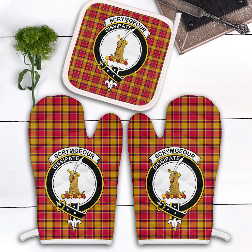 Scrymgeour Tartan Crest Oven Mitt And Pot Holder (2 Oven Mitts + 1 Pot Holder)