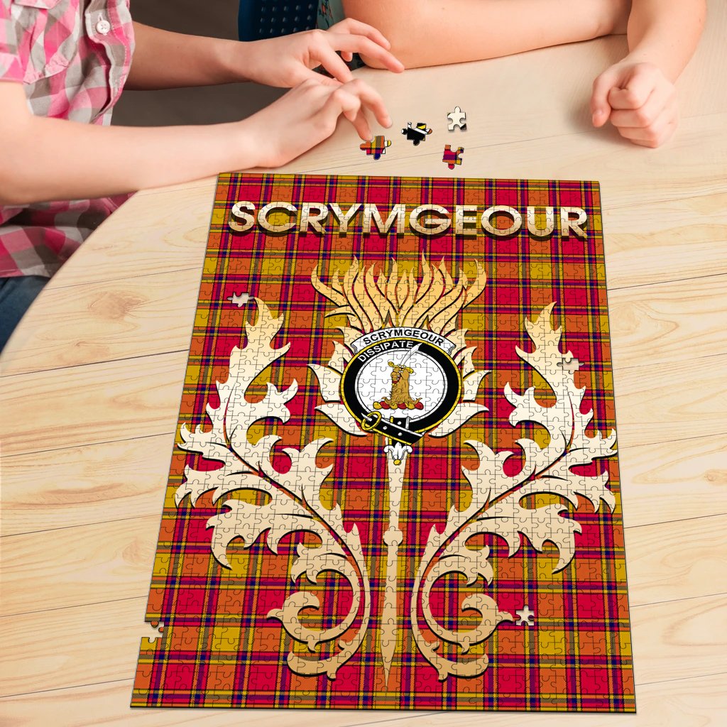 Scrymgeour Tartan Crest Thistle Jigsaw Puzzles