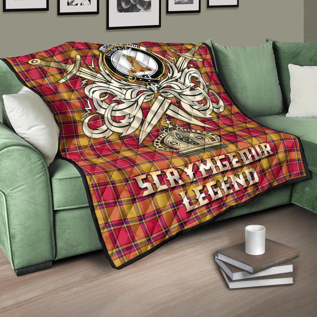 Scrymgeour Tartan Crest Legend Gold Royal Premium Quilt
