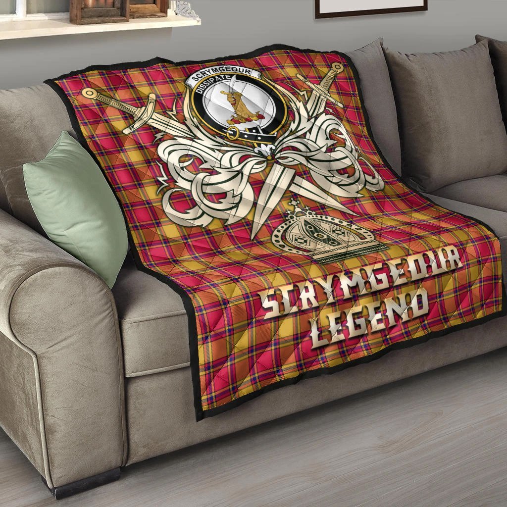 Scrymgeour Tartan Crest Legend Gold Royal Premium Quilt