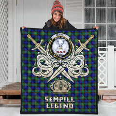Sempill Modern Tartan Crest Legend Gold Royal Premium Quilt