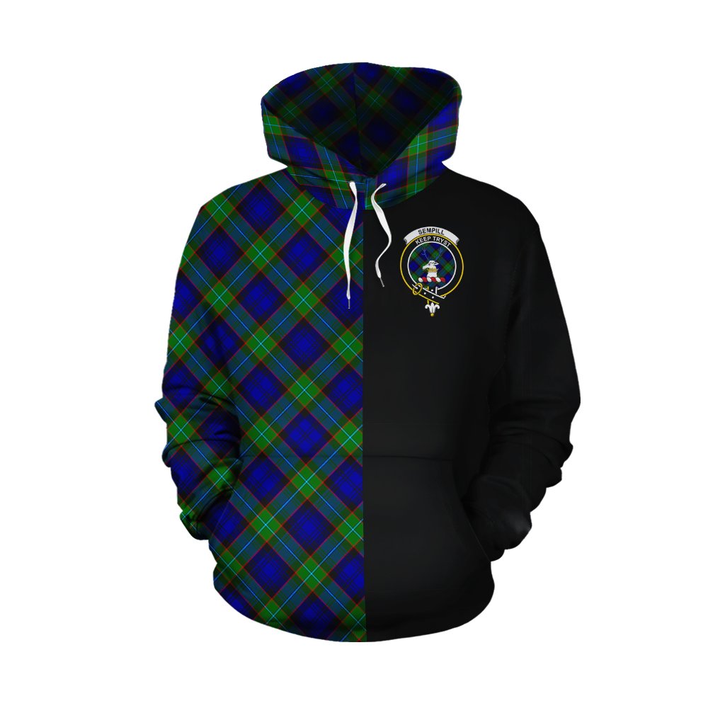 Sempill Modern Tartan Hoodie Half of Me - Cross Style
