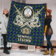 Sempill Modern Tartan Crest Legend Gold Royal Premium Quilt