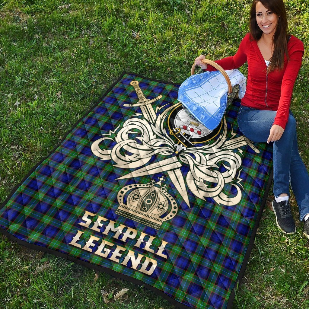 Sempill Modern Tartan Crest Legend Gold Royal Premium Quilt