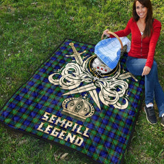 Sempill Modern Tartan Crest Legend Gold Royal Premium Quilt