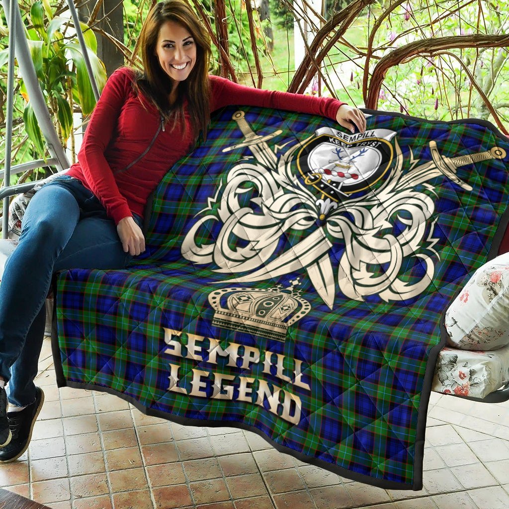 Sempill Modern Tartan Crest Legend Gold Royal Premium Quilt