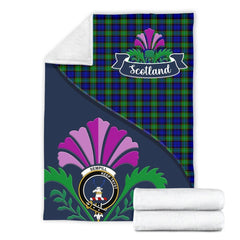 Sempill Tartan Crest Premium Blanket - Thistle Style