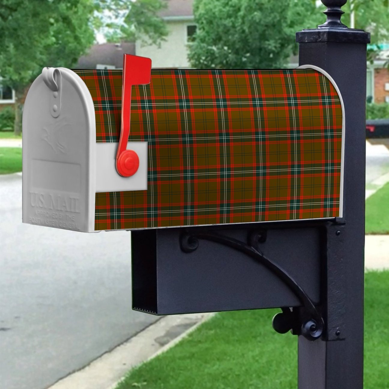 Seton Hunting Modern Tartan Crest Mailbox