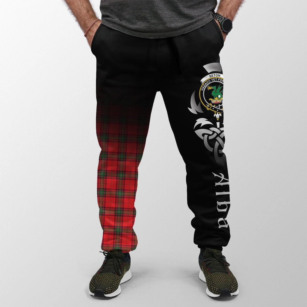 Seton Modern Tartan Crest Jogger Sweatpants - Alba Celtic Style