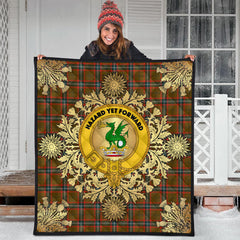 Seton Hunting Modern Tartan Crest Premium Quilt - Gold Thistle Style