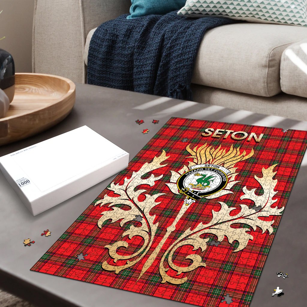 Seton Modern Tartan Crest Thistle Jigsaw Puzzles