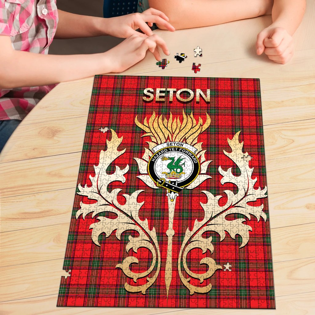 Seton Modern Tartan Crest Thistle Jigsaw Puzzles