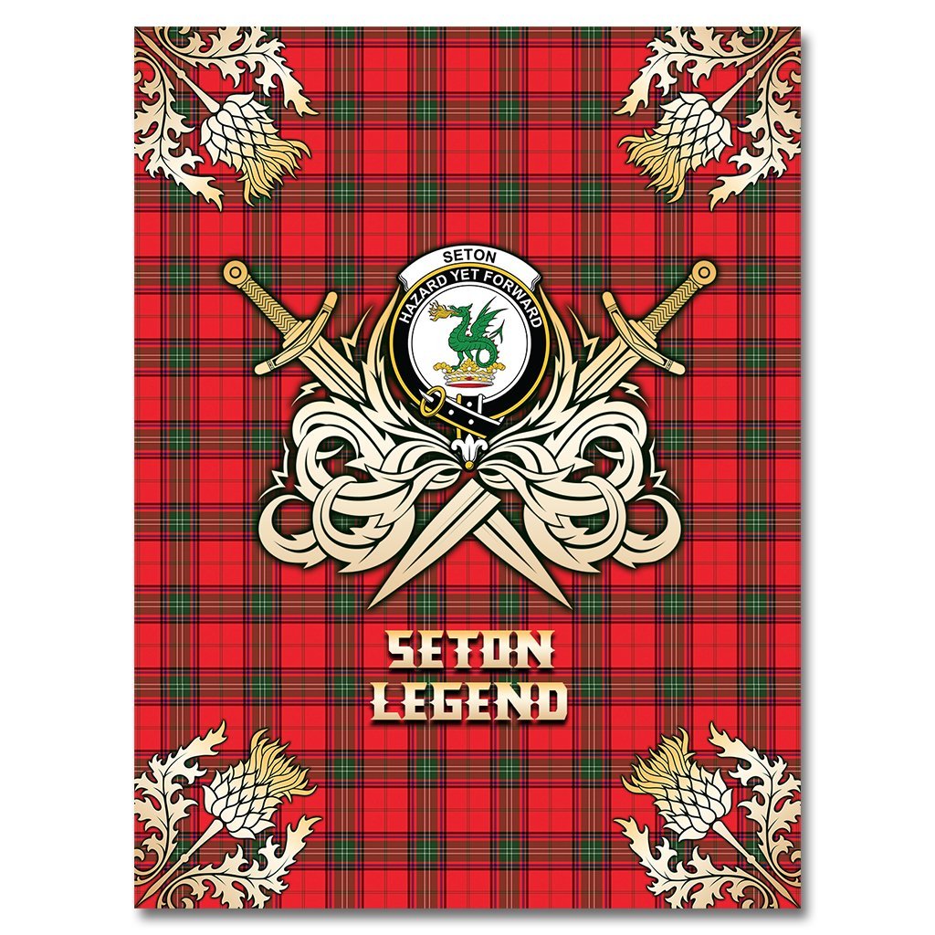 Seton Modern Tartan Gold Courage Symbol Blanket