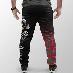 Shaw Red Modern Tartan Crest Jogger Sweatpants - Alba Celtic Style