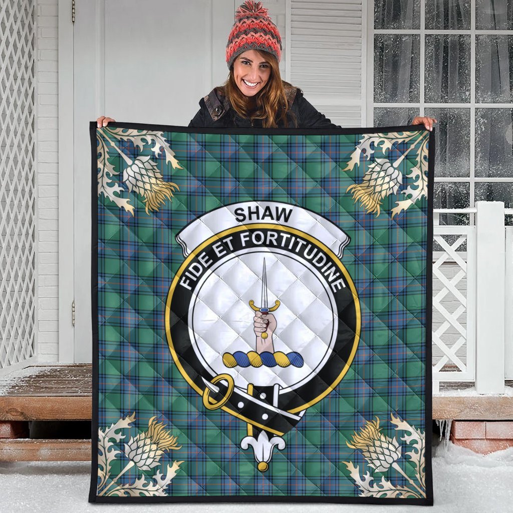 Shaw Ancient Tartan Crest Premium Quilt - Gold Thistle Style