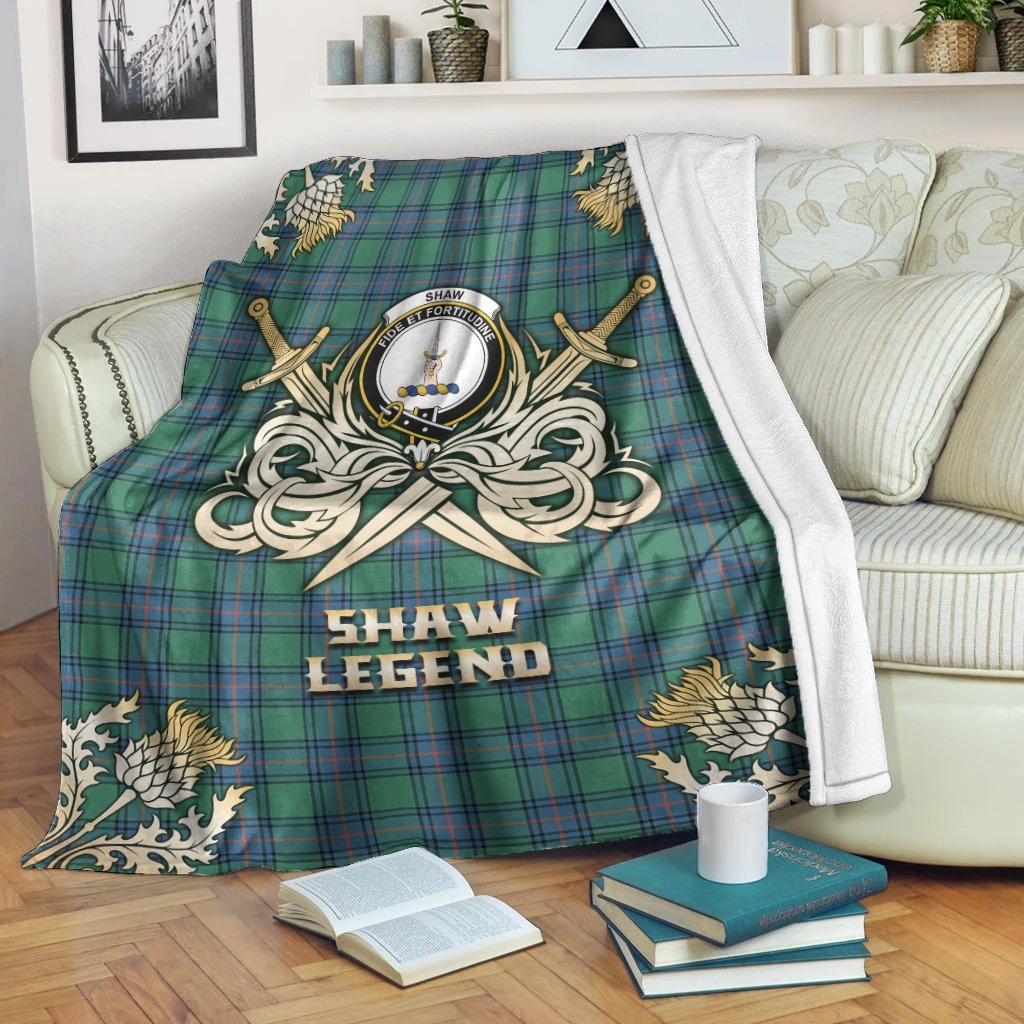 Shaw Ancient Tartan Gold Courage Symbol Blanket