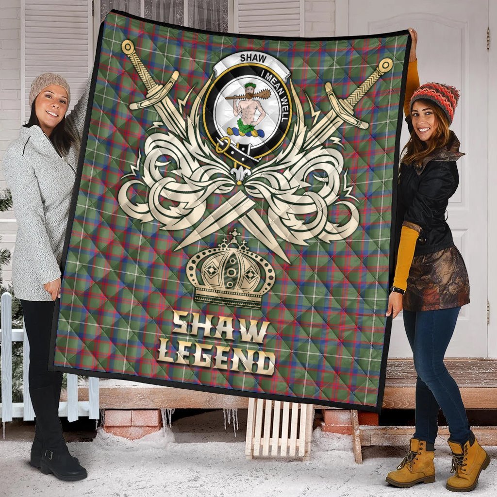Shaw Green Modern Tartan Crest Legend Gold Royal Premium Quilt