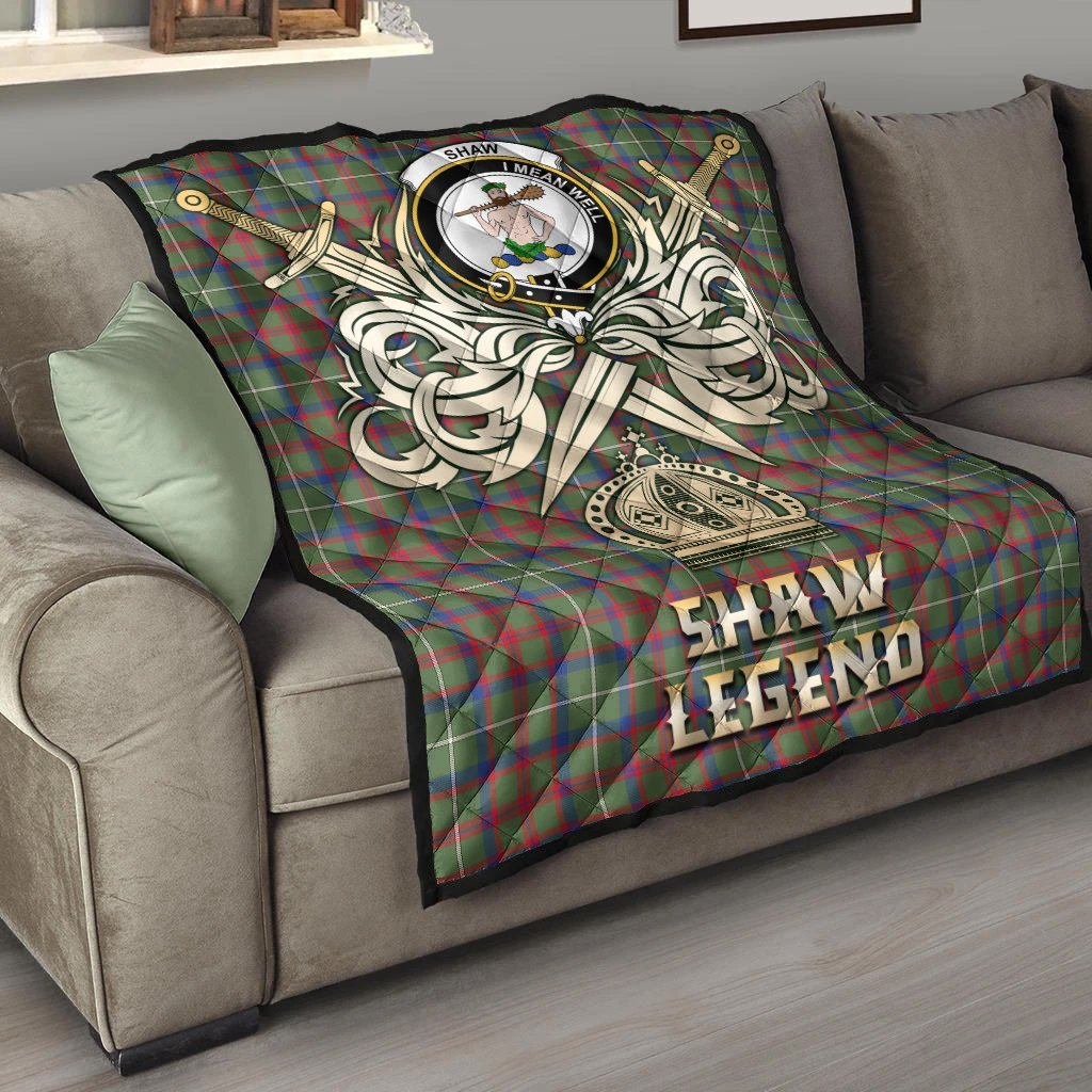 Shaw Green Modern Tartan Crest Legend Gold Royal Premium Quilt