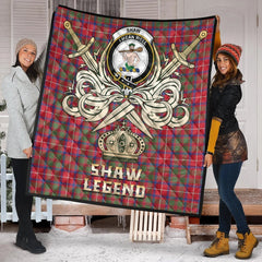 Shaw Red Modern Tartan Crest Legend Gold Royal Premium Quilt