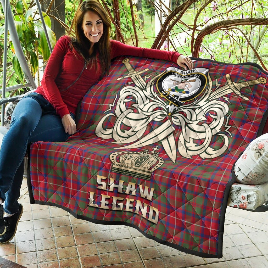 Shaw Red Modern Tartan Crest Legend Gold Royal Premium Quilt