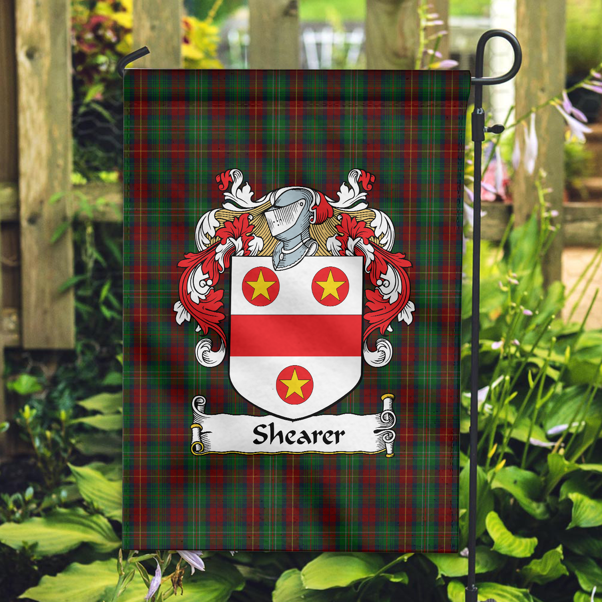 Shearer Tartan Crest Garden Flag