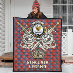 Sinclair Ancient Tartan Crest Legend Gold Royal Premium Quilt
