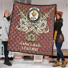 Sinclair Ancient Tartan Crest Legend Gold Royal Premium Quilt