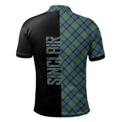 Sinclair Hunting Ancient Tartan Polo Shirt Half of Me - Cross Style