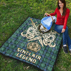 Sinclair Hunting Ancient Tartan Crest Legend Gold Royal Premium Quilt