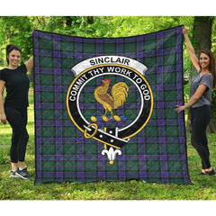 Sinclair Hunting Modern Tartan Crest Quilt