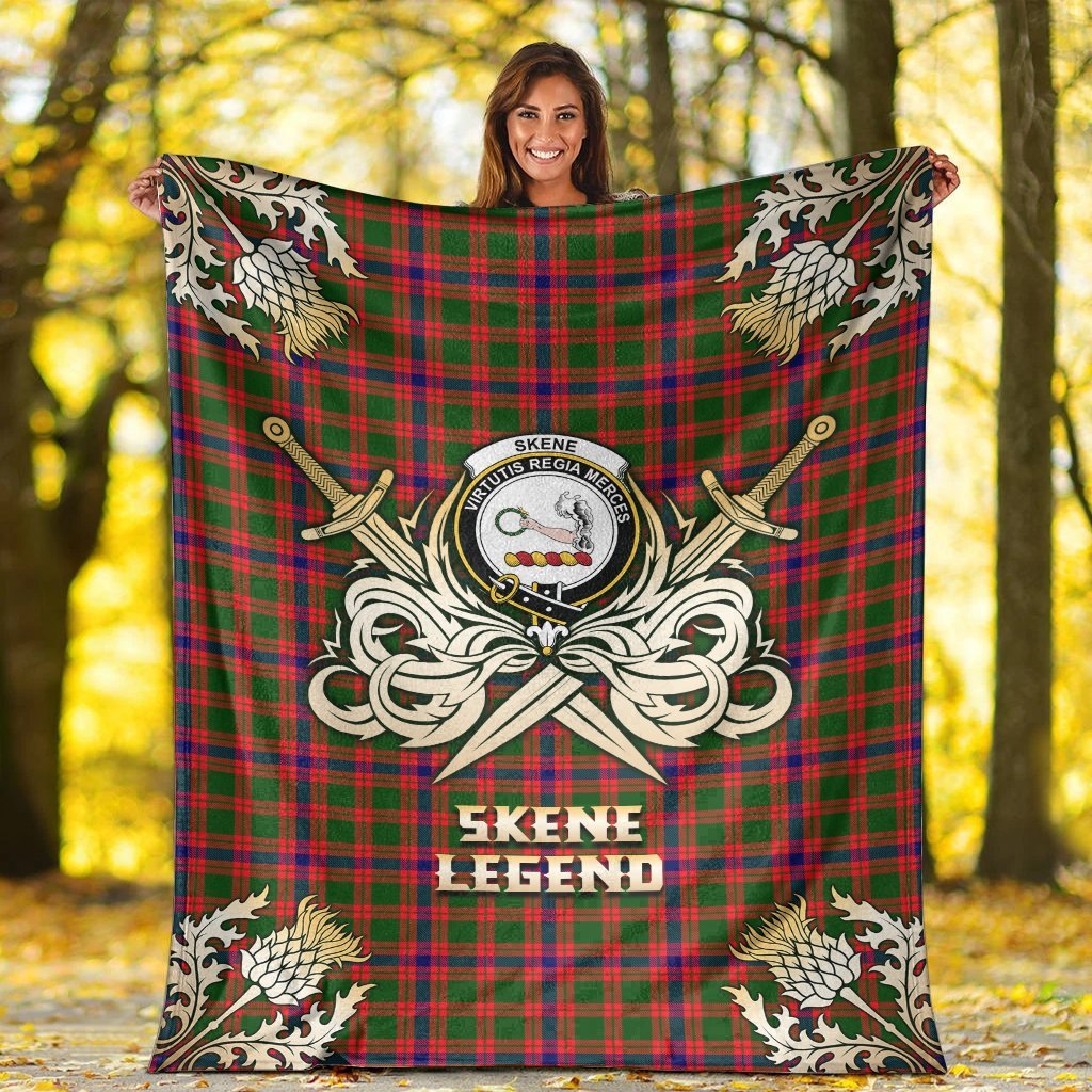 Skene Modern Tartan Gold Courage Symbol Blanket