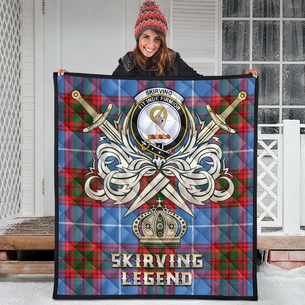 Skirving Tartan Crest Legend Gold Royal Premium Quilt