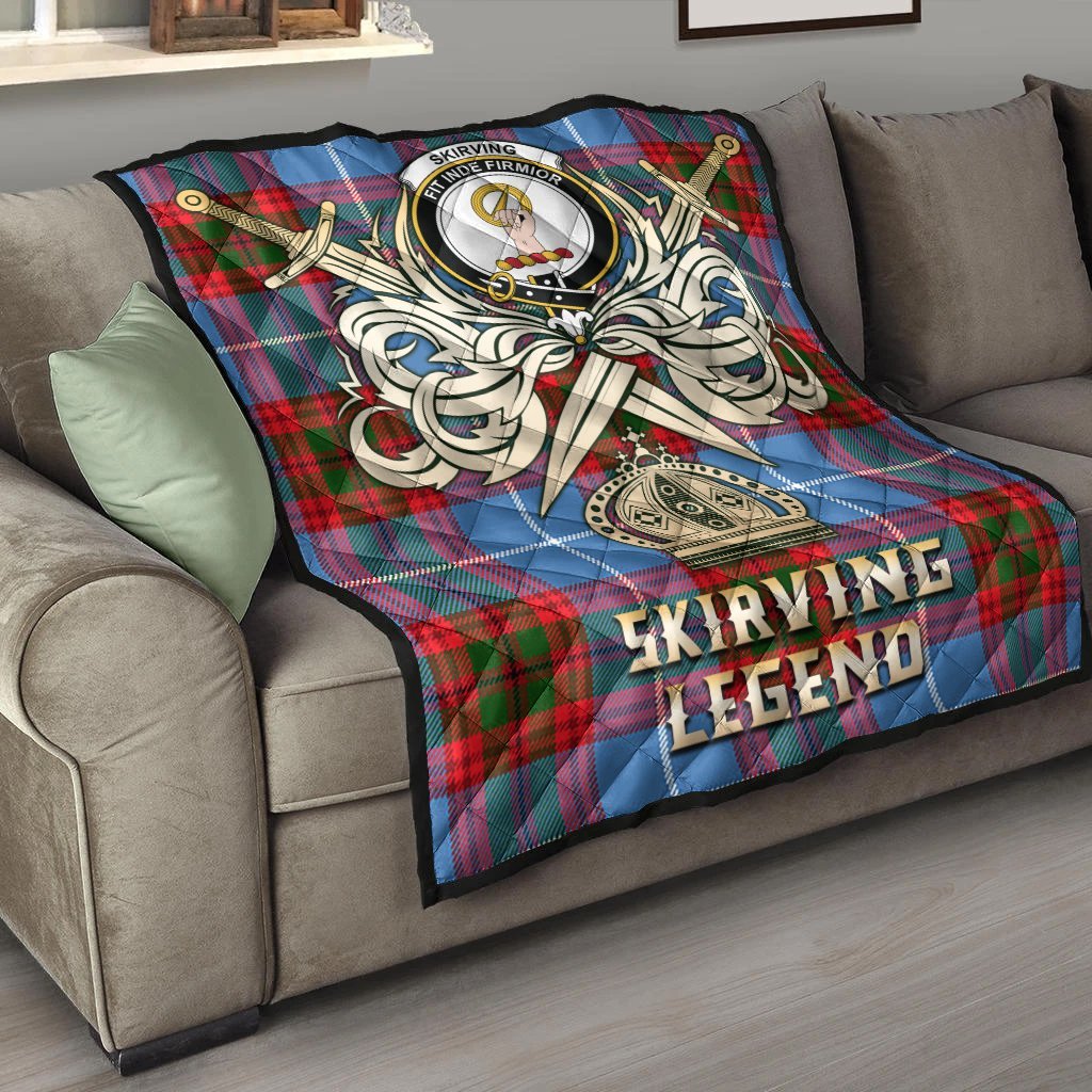 Skirving Tartan Crest Legend Gold Royal Premium Quilt