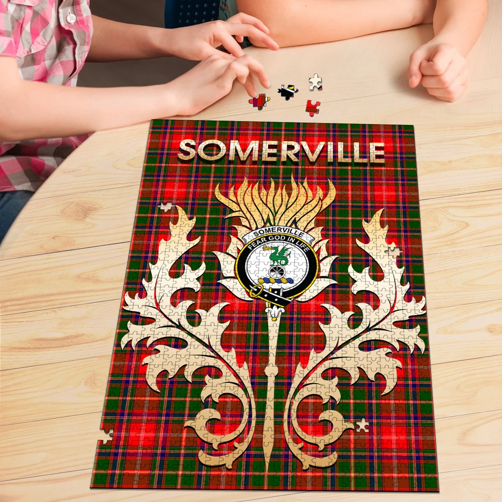 Somerville Modern Tartan Crest Thistle Jigsaw Puzzles