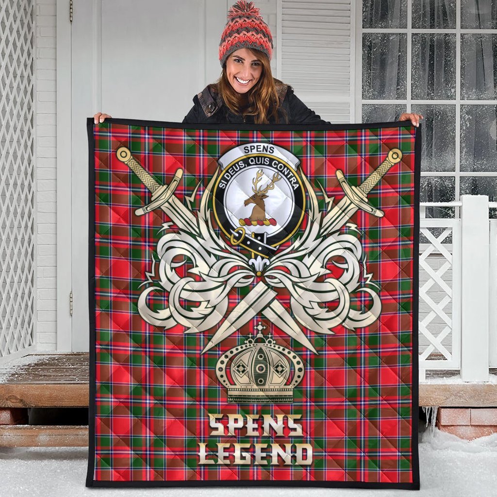 Spens Modern Tartan Crest Legend Gold Royal Premium Quilt