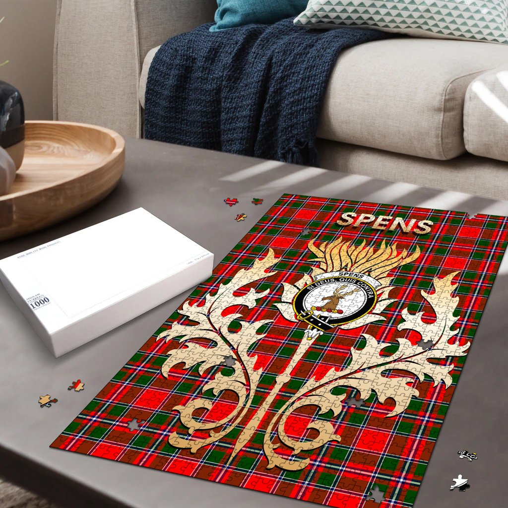 Spens Modern Tartan Crest Thistle Jigsaw Puzzles