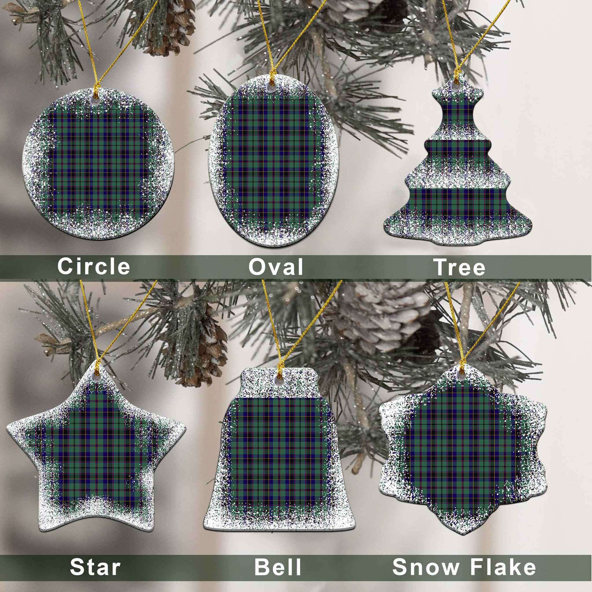 Stephenson Tartan Christmas Ceramic Ornament - Snow Style