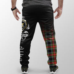 Stewart Black Tartan Crest Jogger Sweatpants - Alba Celtic Style