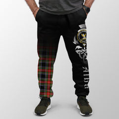 Stewart Black Tartan Crest Jogger Sweatpants - Alba Celtic Style