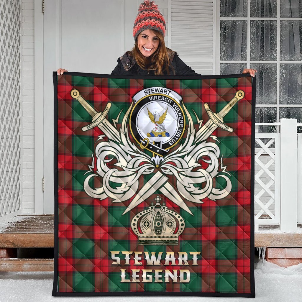 Stewart Atholl Modern Tartan Crest Legend Gold Royal Premium Quilt