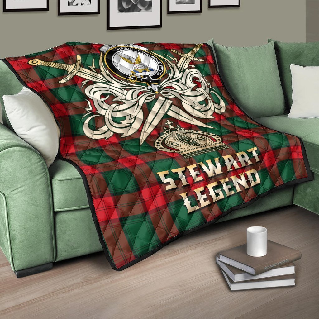 Stewart Atholl Modern Tartan Crest Legend Gold Royal Premium Quilt