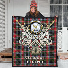 Stewart Black Tartan Crest Legend Gold Royal Premium Quilt