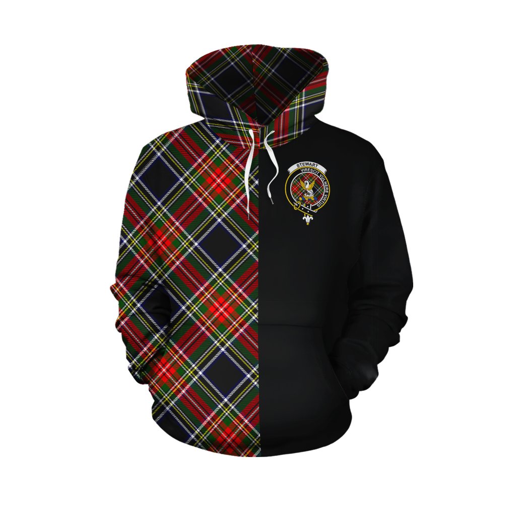 Stewart Black Tartan Hoodie Half of Me - Cross Style