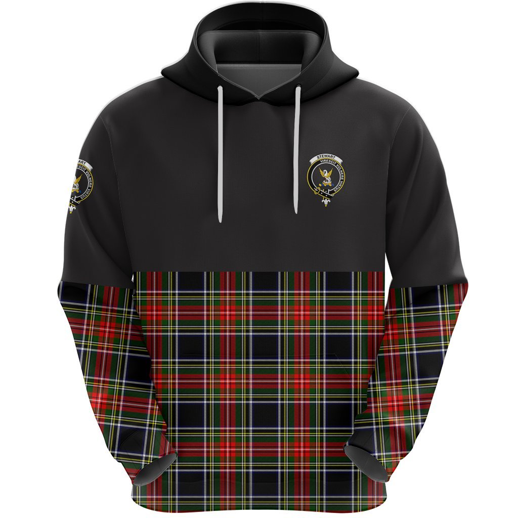 Stewart Black Clan Half Of Tartan Hoodie